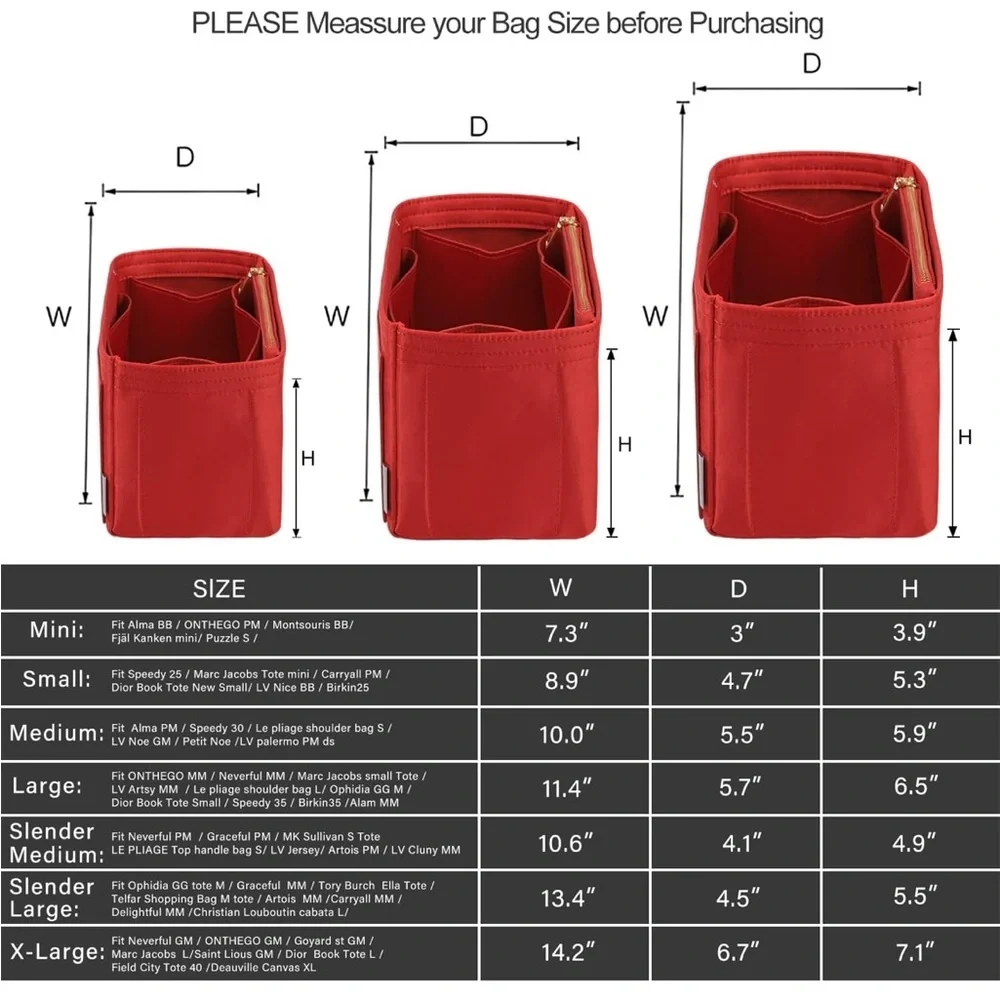 ZTUJO Purse Organizer Insert, Silky Touch Bag Insert W/Bottle Holder, M 659/lb2